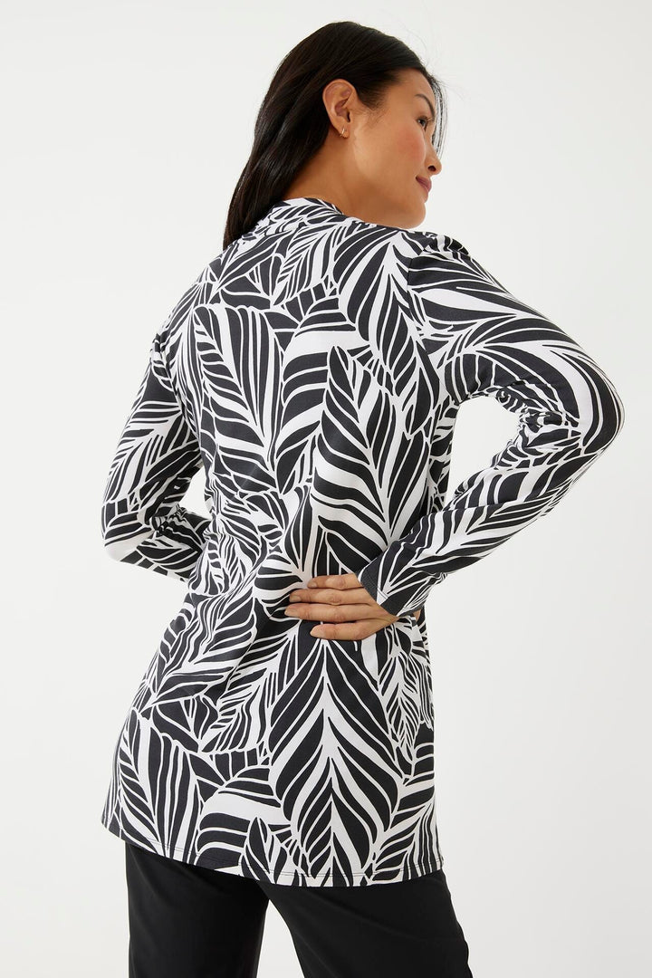 Women's Thera Tunic Top | Black/White Coconut Palm