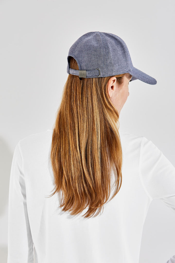 Unisex Zayne Cotton Ball Cap | Denim Blue Chambray