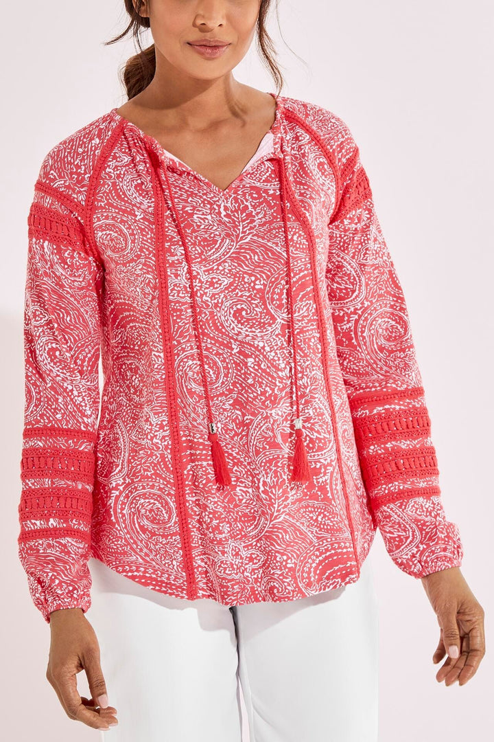 Women's Sarti Shirt | Radiant Coral Delicate Paisley