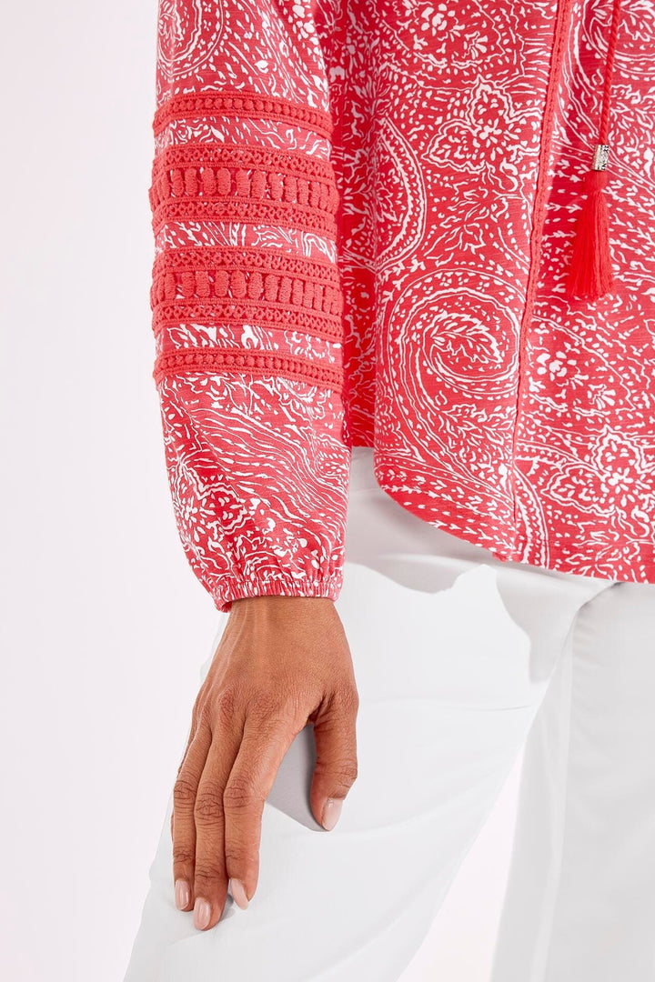 Women's Sarti Shirt | Radiant Coral Delicate Paisley