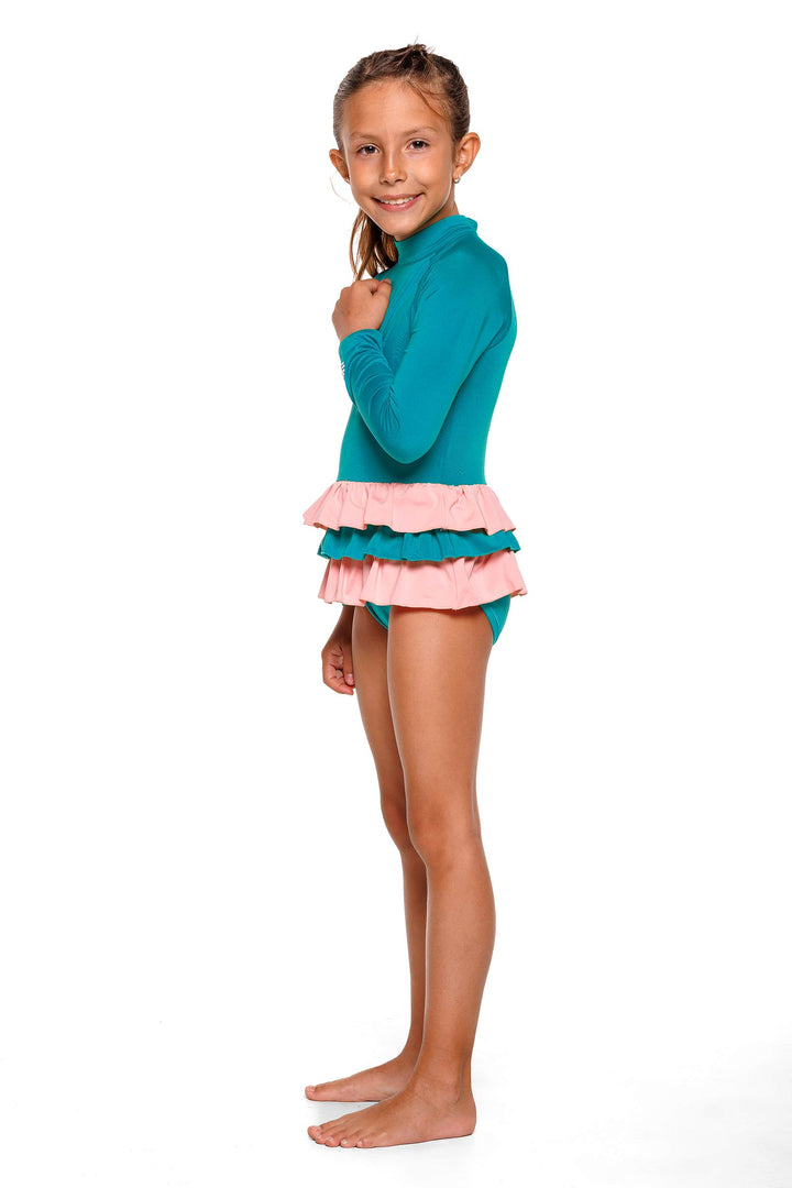 Girl's Kailani Long Sleeve Swimsuit | Tahitian Teal