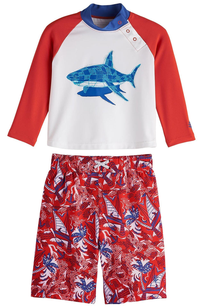 Baby Island Rash Guard Set | White Anchors Away