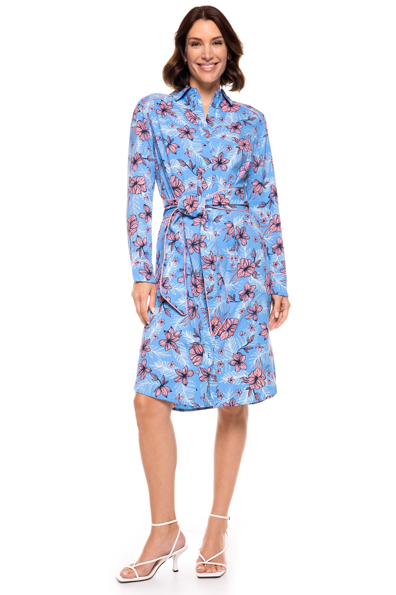 Women's Kitts Shirt Dress | Apricot Crush Floral Paradise UPF 50+