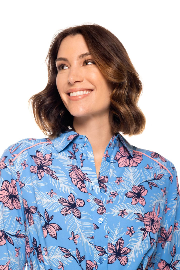 Women's Kitts Shirt Dress | Clear Sky Blue TROPICAL DAZE