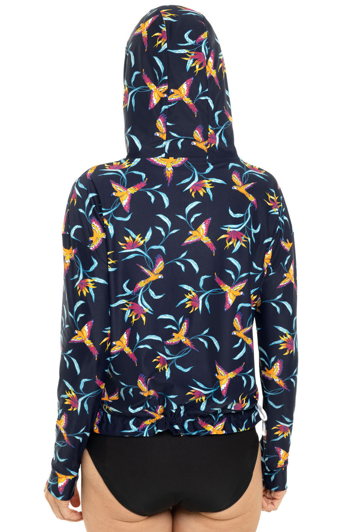 Women's Waikal Swim Hoodie | Navy Birds of Paradise