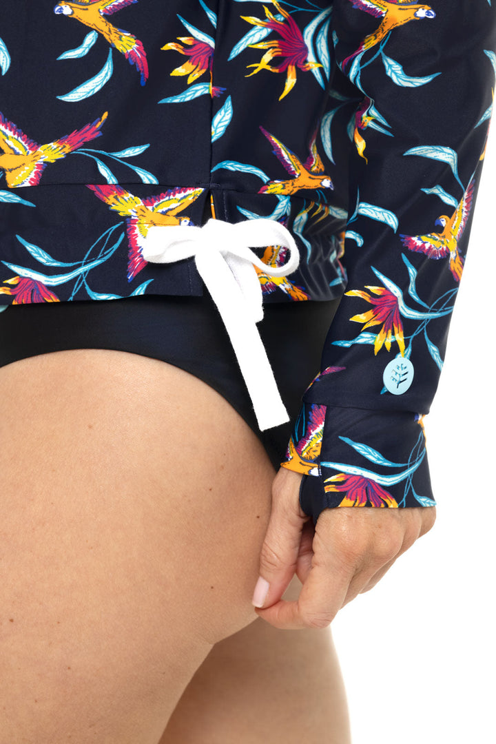 Women's Waikal Swim Hoodie | Navy Birds of Paradise