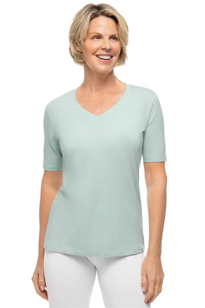 Women's Morada Everyday Short Sleeve V-Neck T-Shirt | Misty Aqua