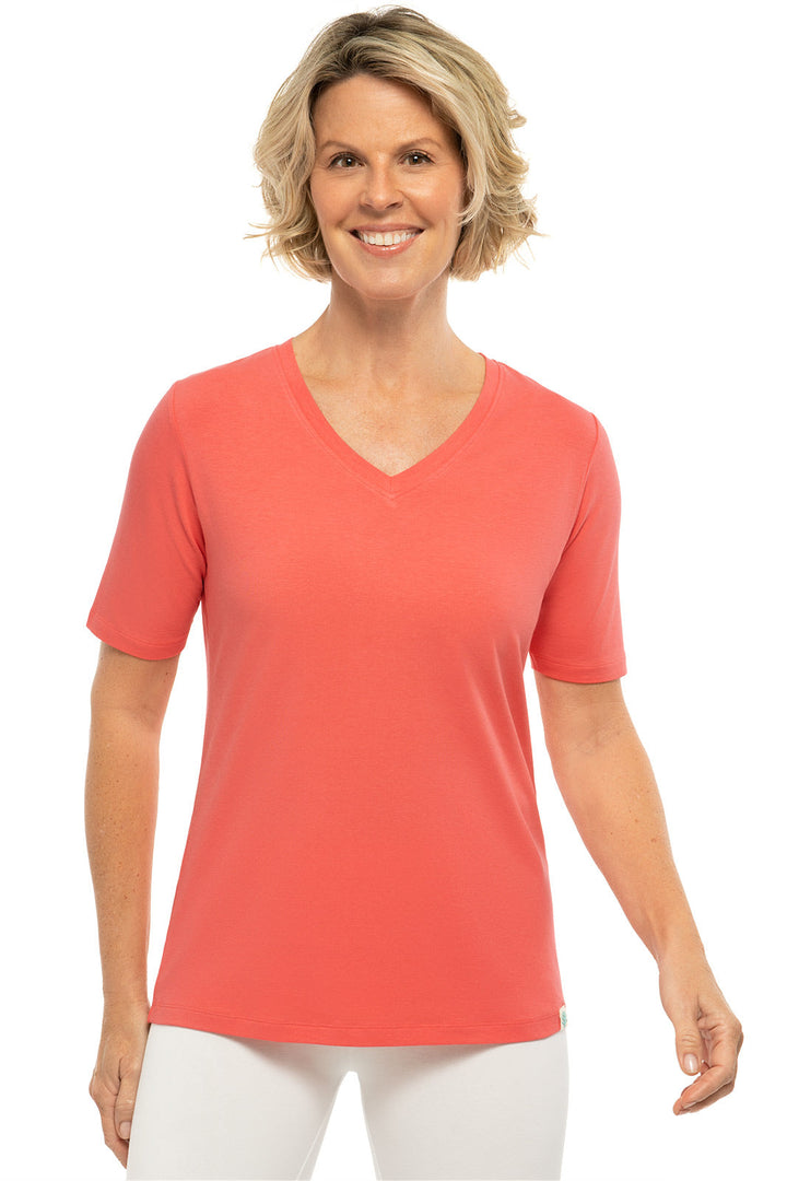 Women's Morada Everyday Short Sleeve V-Neck T-Shirt | Vivid Coral