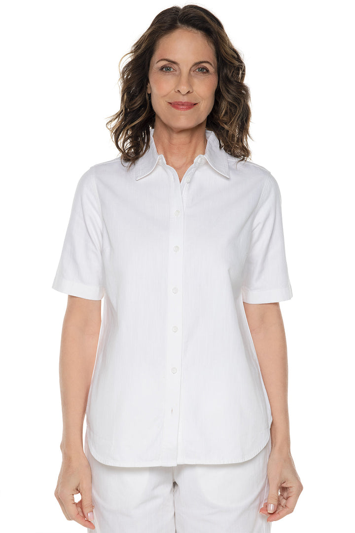 Womens's Everglade Chambray Short Sleeved Shirt | White Chambray