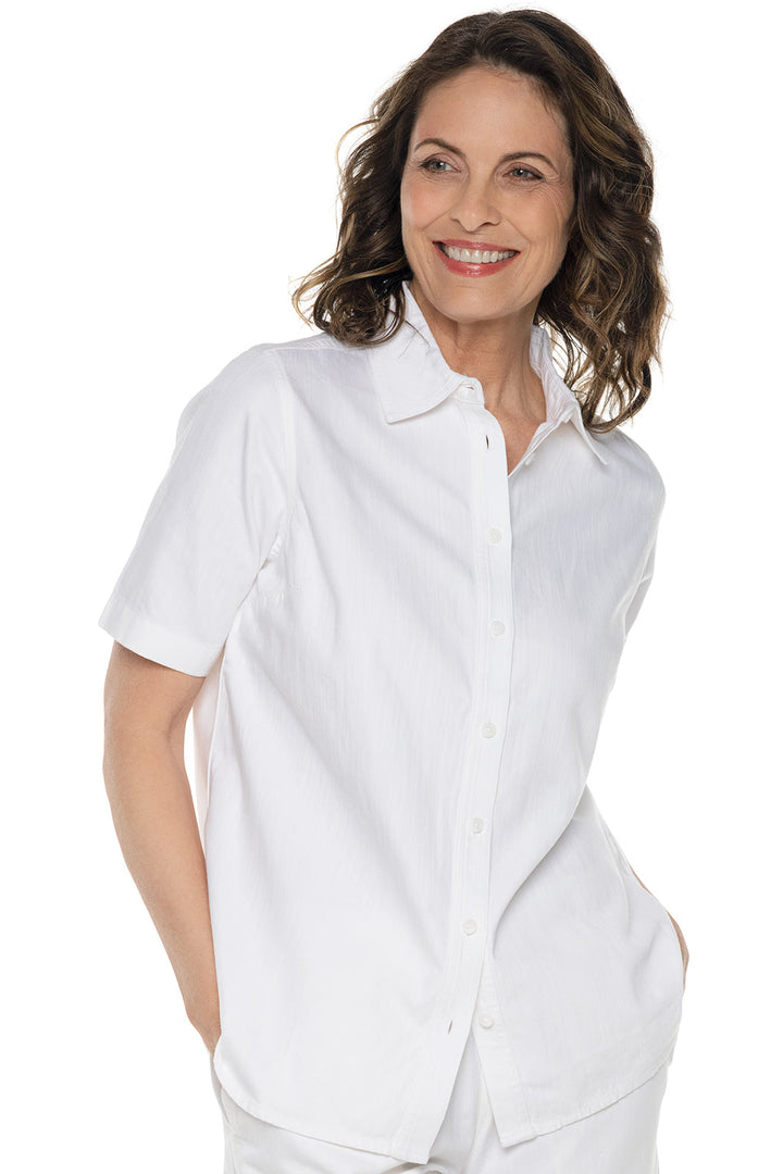 Womens's Everglade Chambray Short Sleeved Shirt | White Chambray