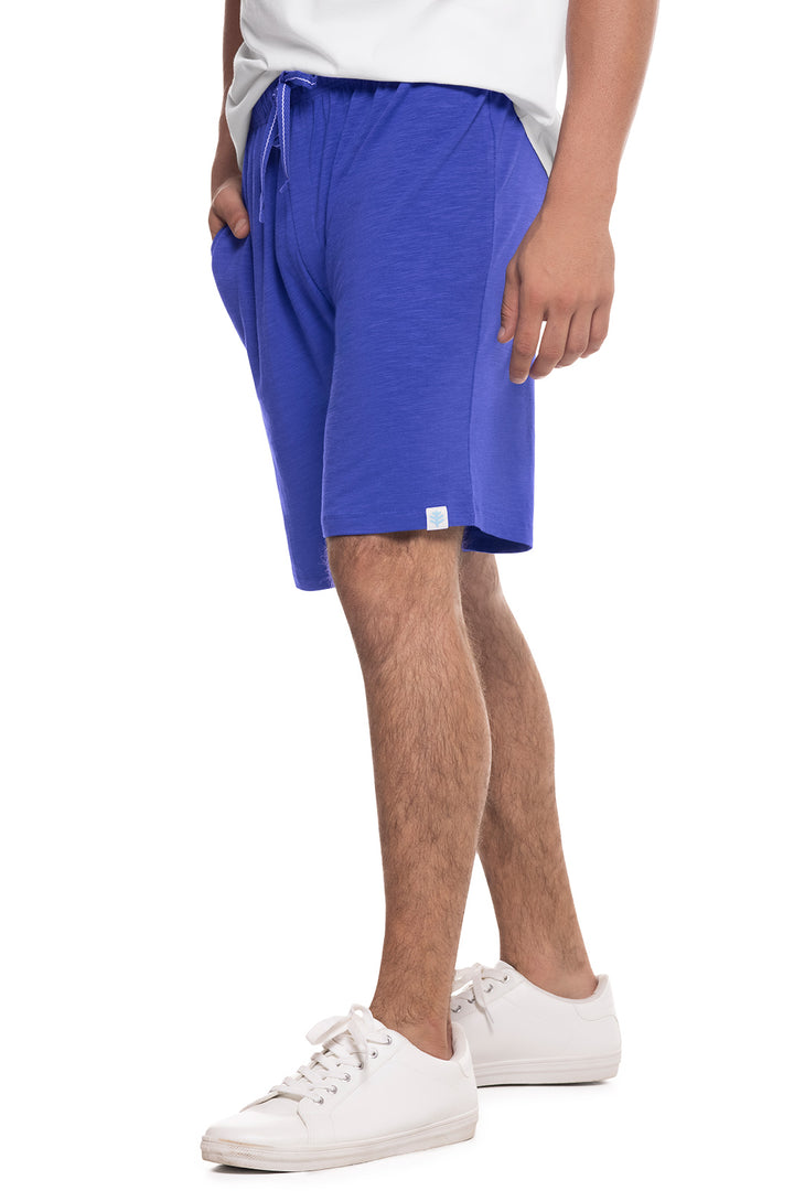 Men's White Sand Slub Shorts | Baja Blue