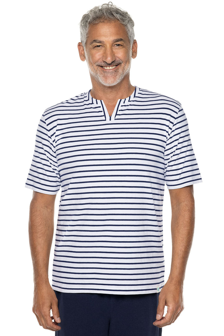 Men's Normandy Isles Notch Neck Tee | White/Navy Stripe