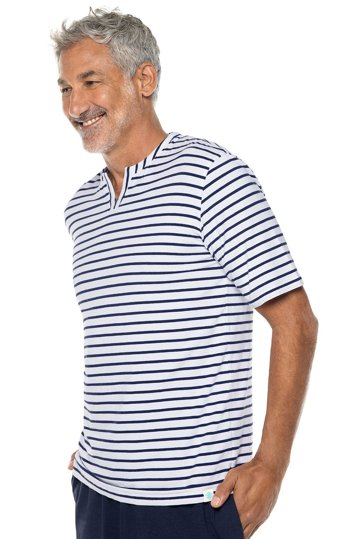 Men's Normandy Isles Notch Neck Tee | White/Navy Stripe