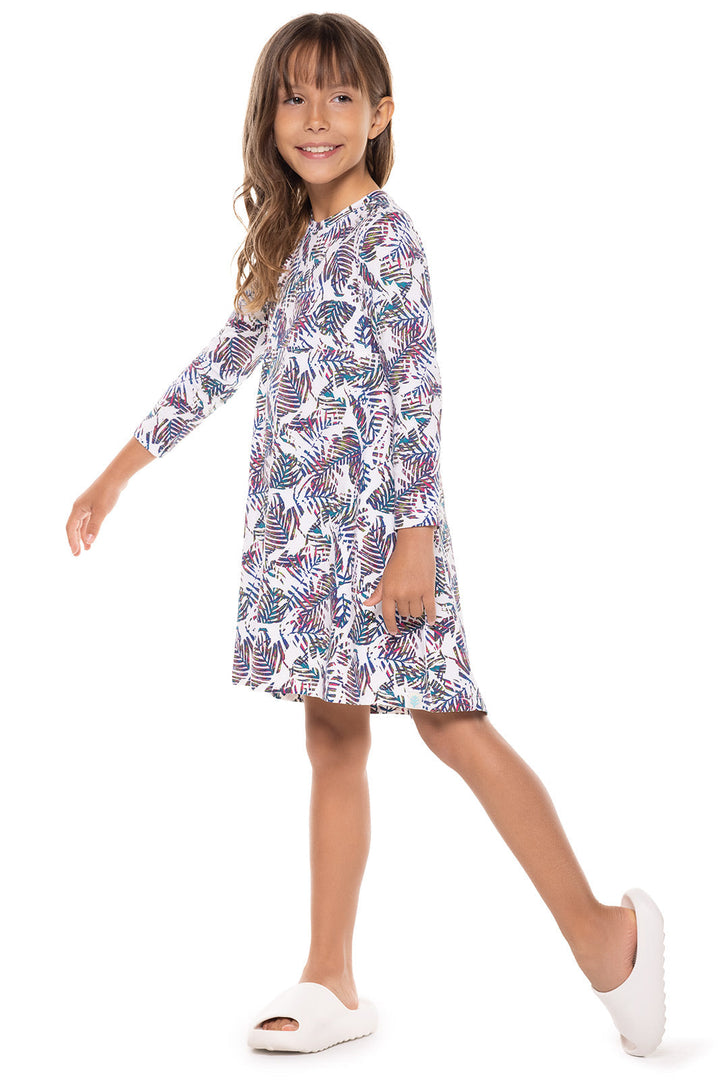 Kid's Lincoln Road High Low Dress | Magnolia Pink Beach Leaves