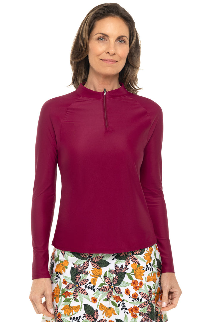 Womens Bal Harbour Long Sleeve Rash Guard | Red Crush