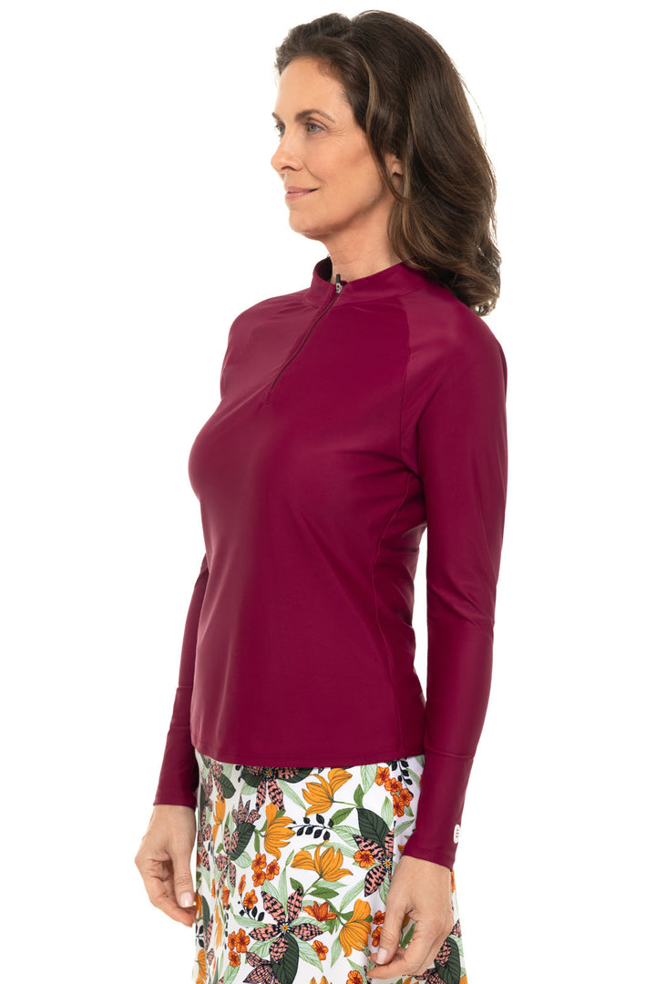 Womens Bal Harbour Long Sleeve Rash Guard | Red Crush