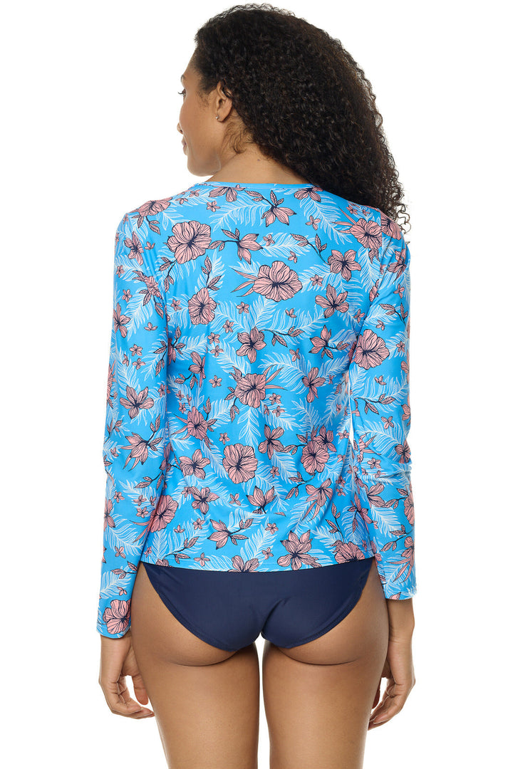 Women's Palmeto Long Sleeve Swim Shirt | Clear Sky Blue TROPICAL DAZE