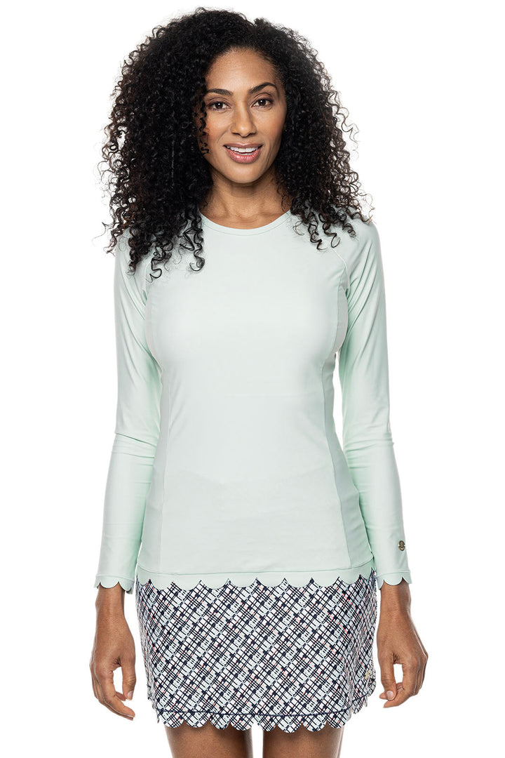 Women's Stony Coral Scallop Long Sleeve Rash Guard | Misty Aqua