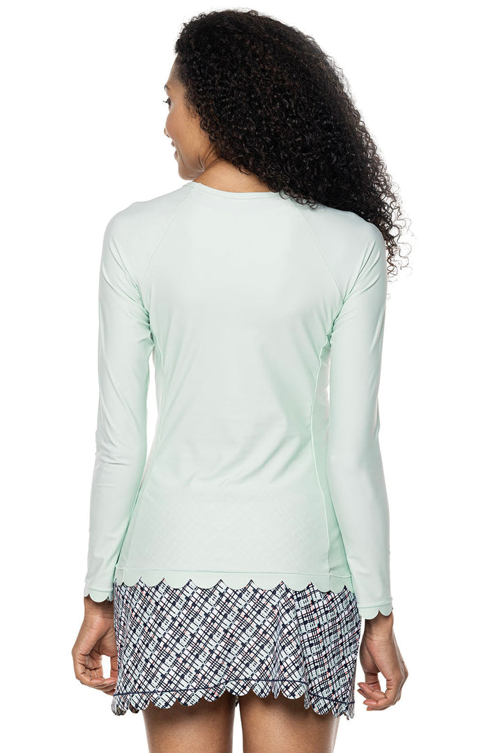 Women's Stony Coral Scallop Long Sleeve Rash Guard | Misty Aqua