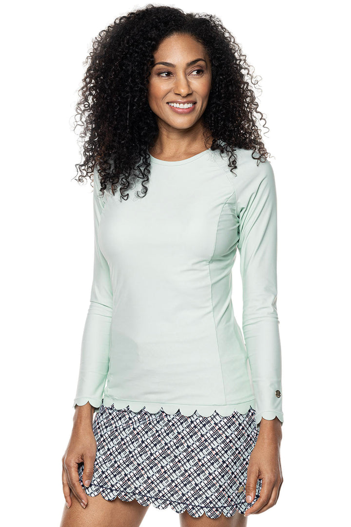 Women's Stony Coral Scallop Long Sleeve Rash Guard | Misty Aqua