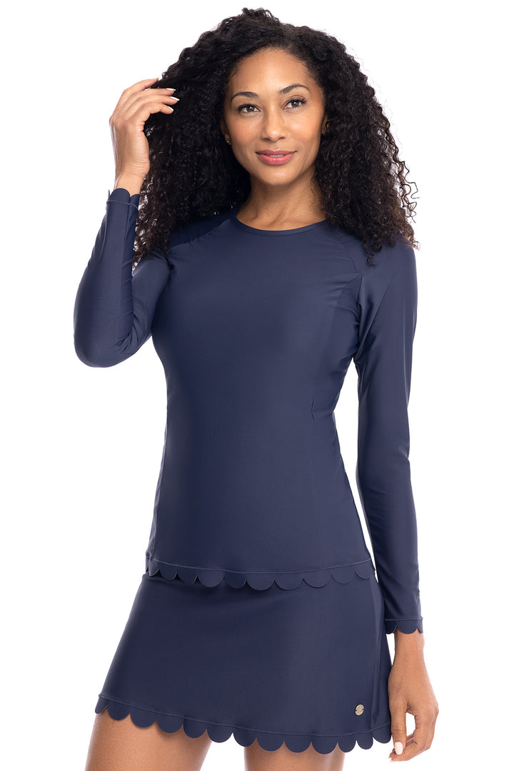 Women's Stony Coral Scallop Long Sleeve Rash Guard | Navy