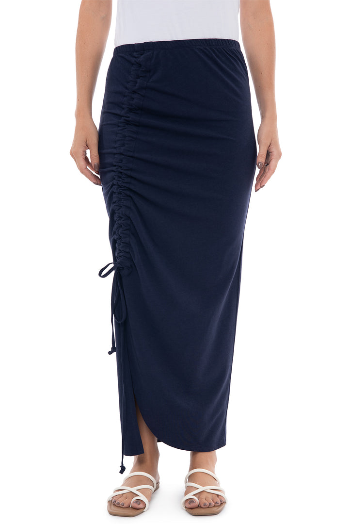 Women's Bayfront Ruched Maxi Skirt | Navy