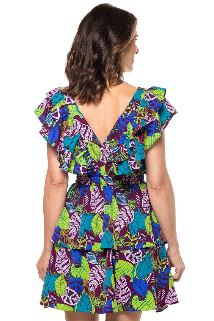 Women's South Cove V-Neck Ruffle Dress | Rich Plum Electric Jungle