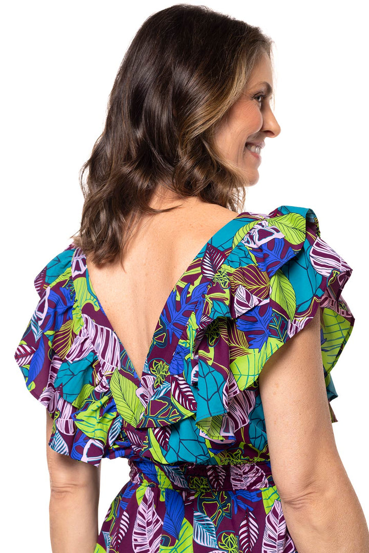 Women's South Cove V-Neck Ruffle Dress | Rich Plum Electric Jungle