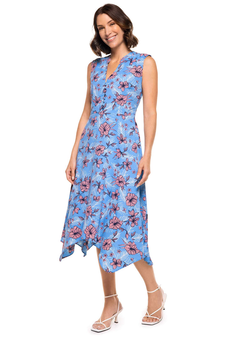 Women's Monroe Button Front Maxi Dress | Clear Sky Blue TROPICAL DAZE