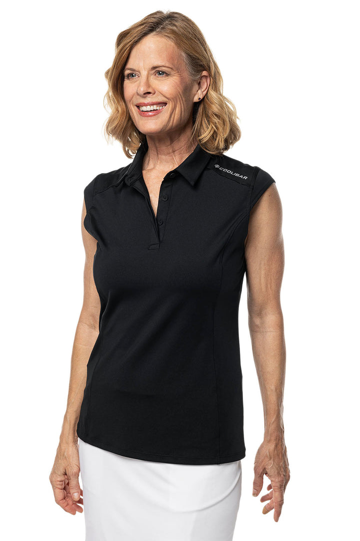 Women's Dew-Sweeper Sleeveless Golf Polo | Black