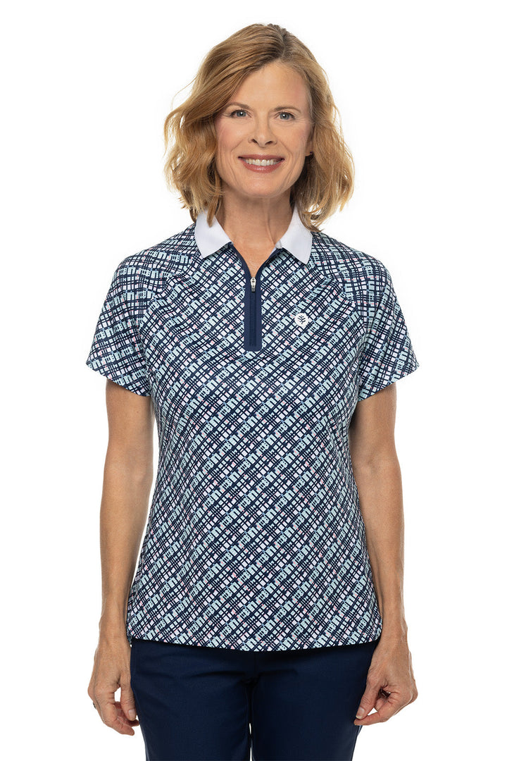 Women's Double Eagle Short Sleeve Golf Polo | Navy Gulf Stream Stripe