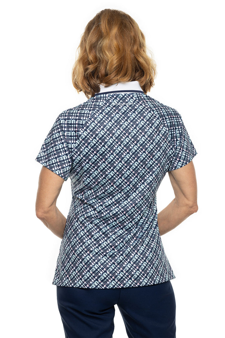 Women's Double Eagle Short Sleeve Golf Polo | Navy Gulf Stream Stripe