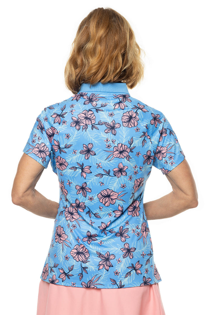 Women's Double Eagle Short Sleeve Golf Polo | Clear Sky Blue TROPICAL DAZE