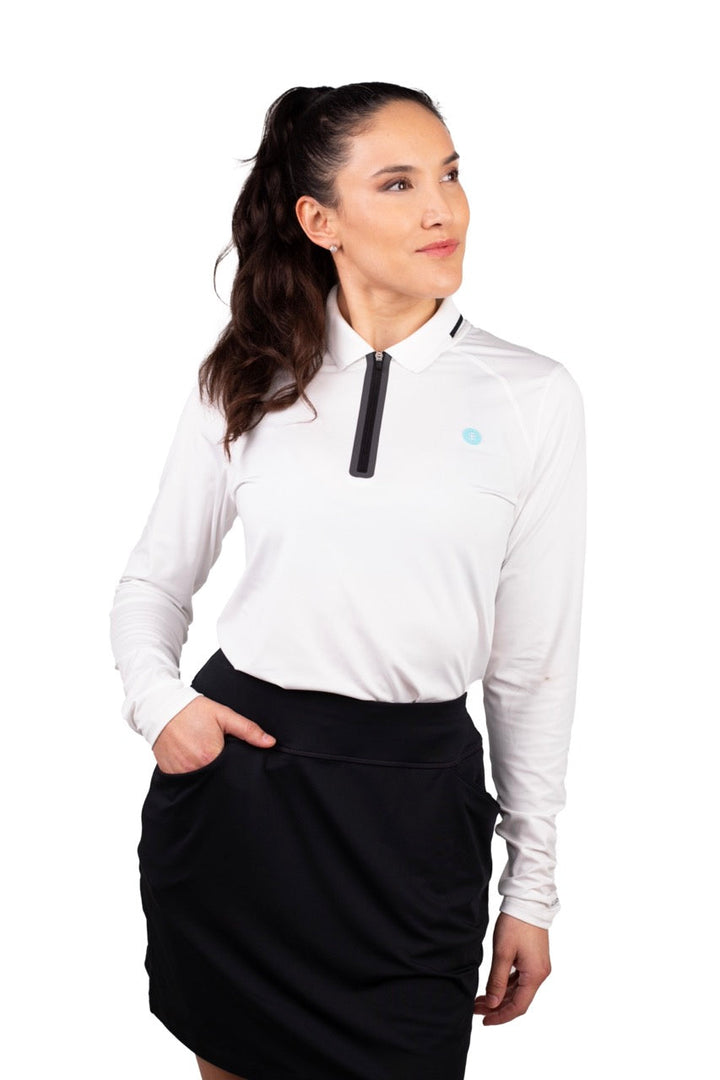 Women's Victory Lap Long Sleeve Golf Polo | White