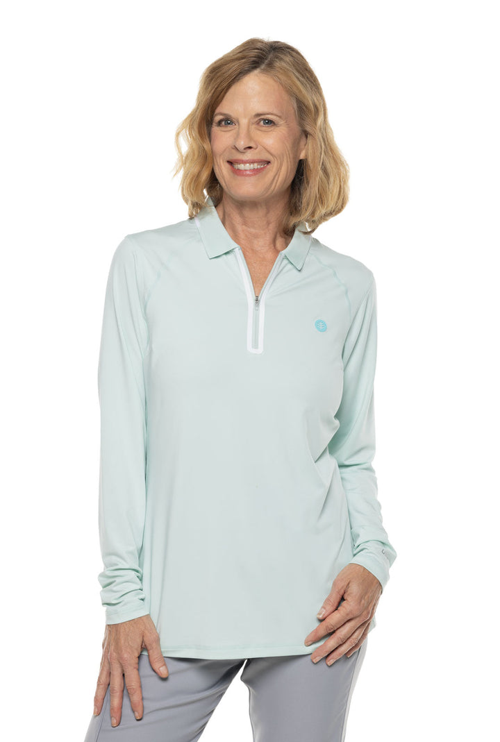 Women's Victory Lap Long Sleeve Golf Polo | Misty Aqua