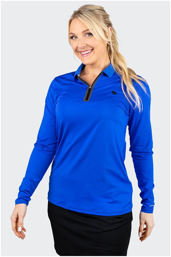 Women's Victory Lap Long Sleeve Golf Polo | Baja Blue