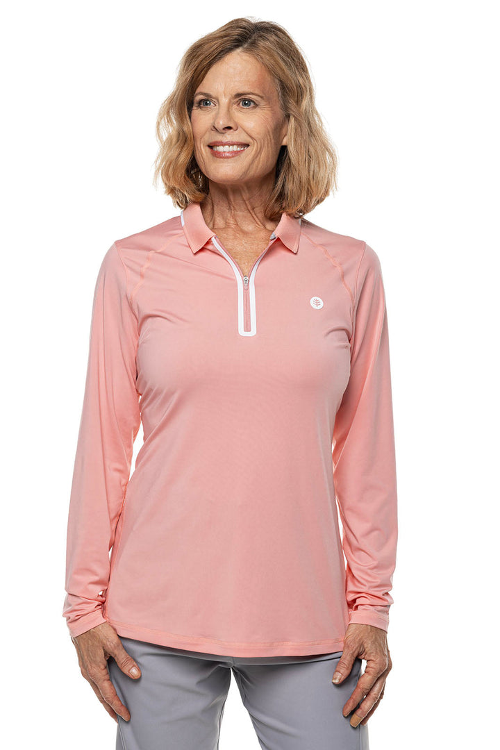 Women's Victory Lap Long Sleeve Golf Polo | Peachy Pink