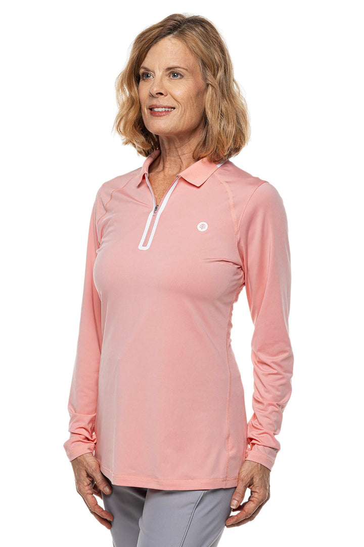 Women's Victory Lap Long Sleeve Golf Polo | Peachy Pink