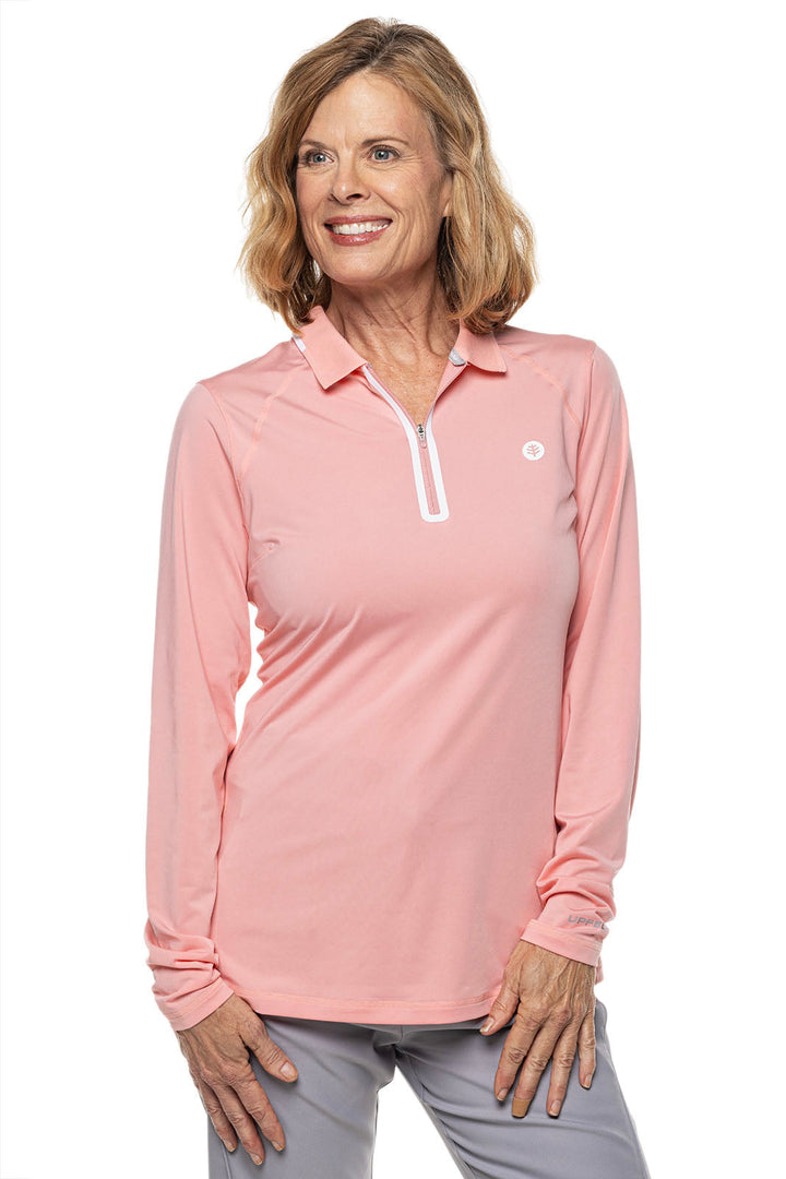 Women's Victory Lap Long Sleeve Golf Polo | Peachy Pink