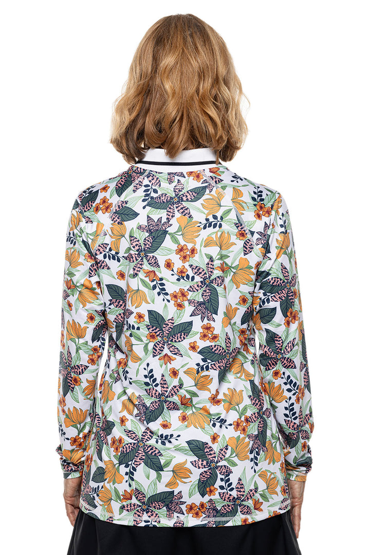 Women's Victory Lap Long Sleeve Golf Polo | Apricot Crush Floral Paradise