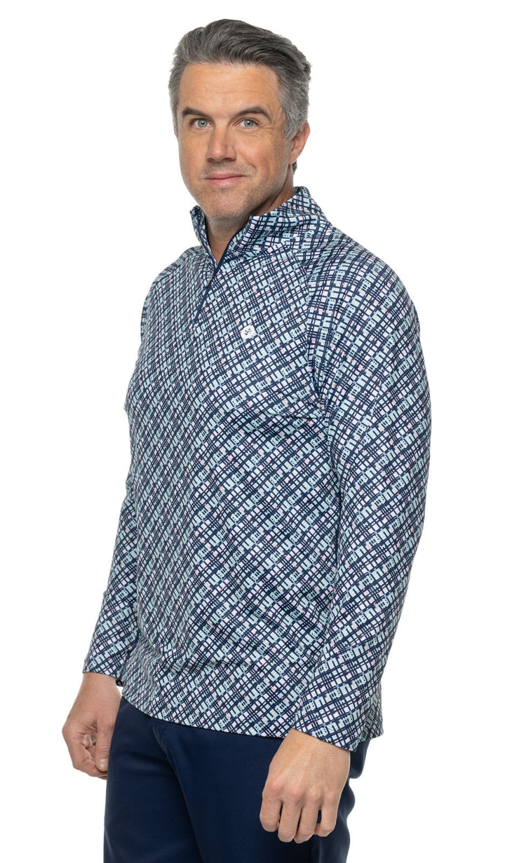 Men's Fairway Golf Pullover | Navy Gulf Stream Stripe