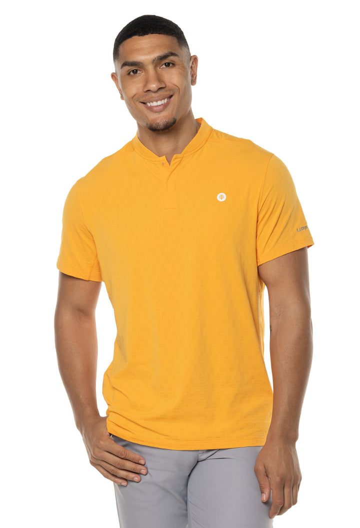 Men's Albatrose Short Sleeve Polo | Apricot Crush Diamond Jacquard