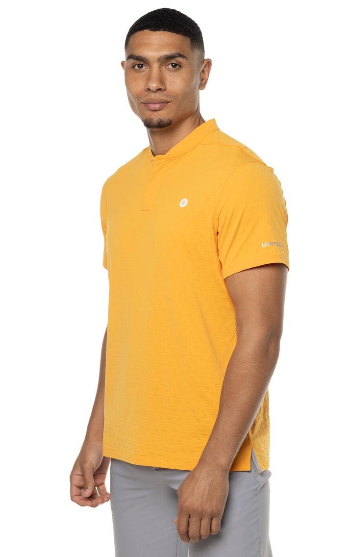 Men's Albatrose Short Sleeve Polo | Apricot Crush Diamond Jacquard