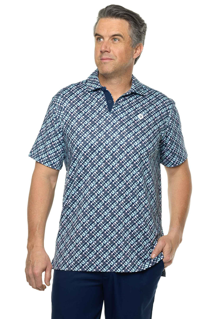 Men's Victory Lap Short Sleeve Golf Polo | Navy Gulf Stream Stripe