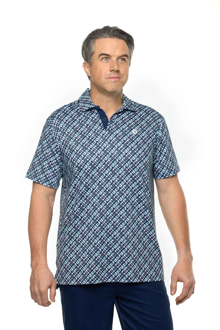 Men's Victory Lap Short Sleeve Golf Polo | Navy Gulf Stream Stripe