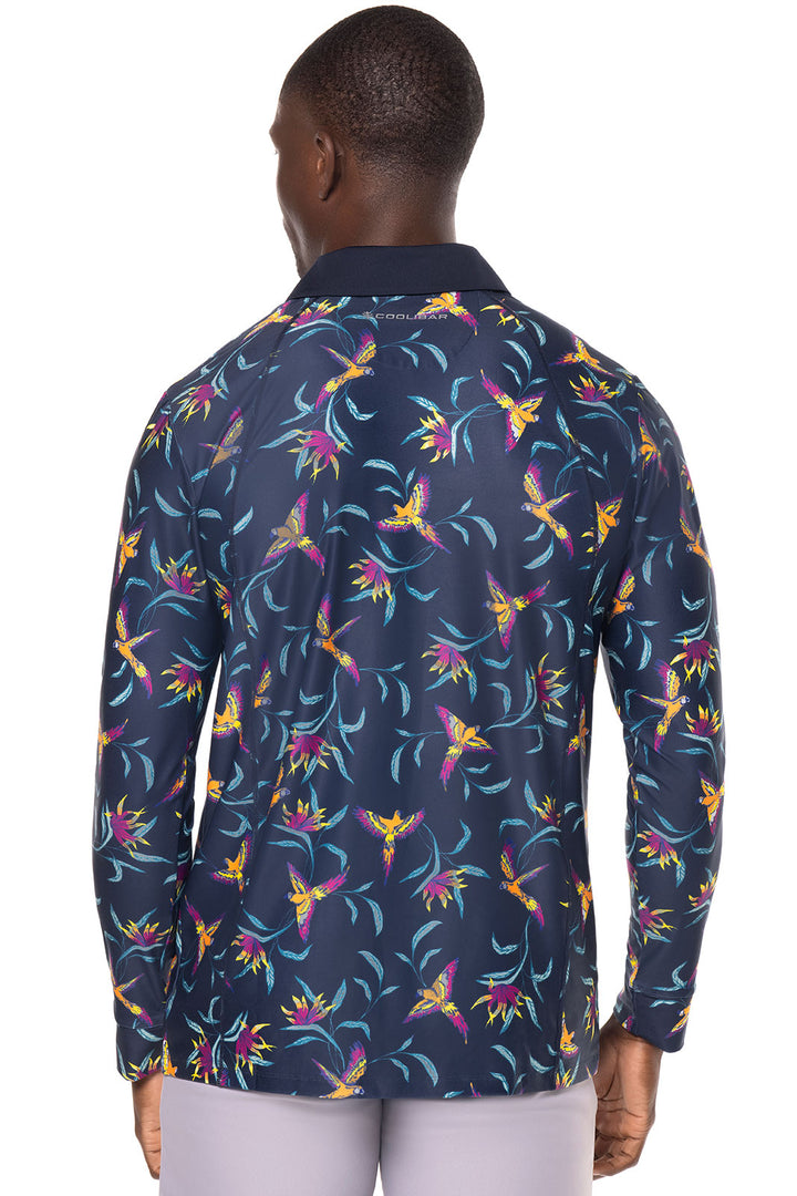 Men's Drive Golf Long Sleeve Polo | Navy Birds of Paradise