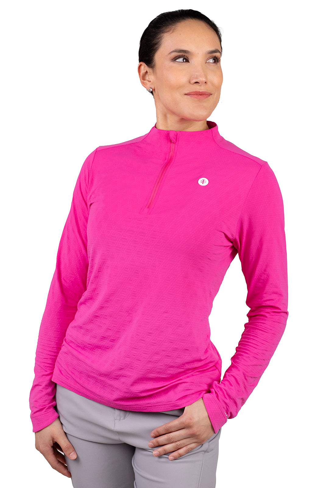 Women's Albatrose Golf Pullover | Magnolia Pink Diamond Jacquard