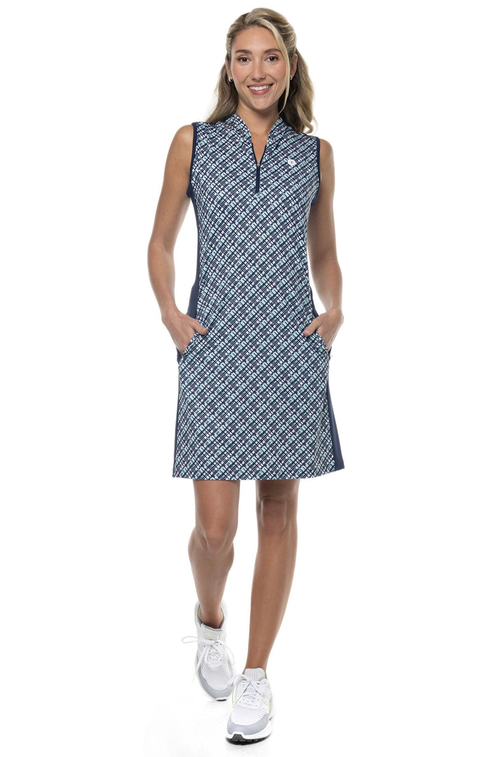 Women's Backspin Golf Sleeveless Dress | Navy Gulf Stream Stripe