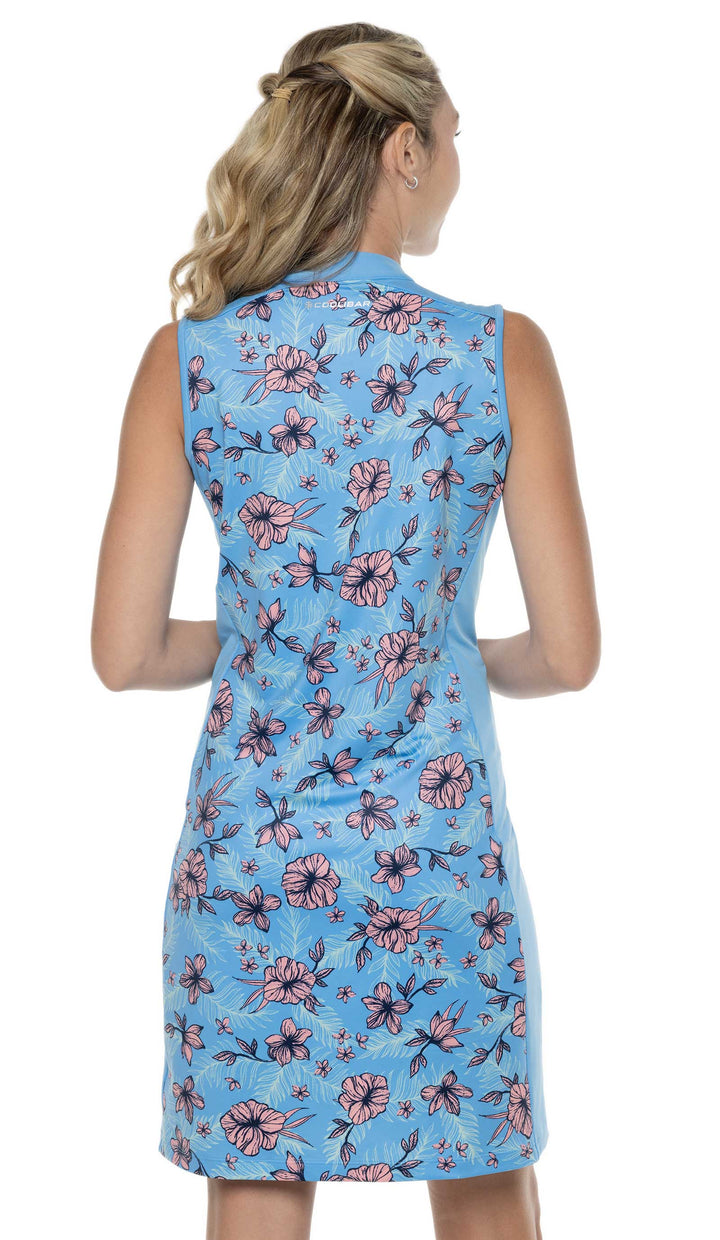 Women's Backspin Golf Sleeveless Dress | Clear Sky Blue TROPICAL DAZE