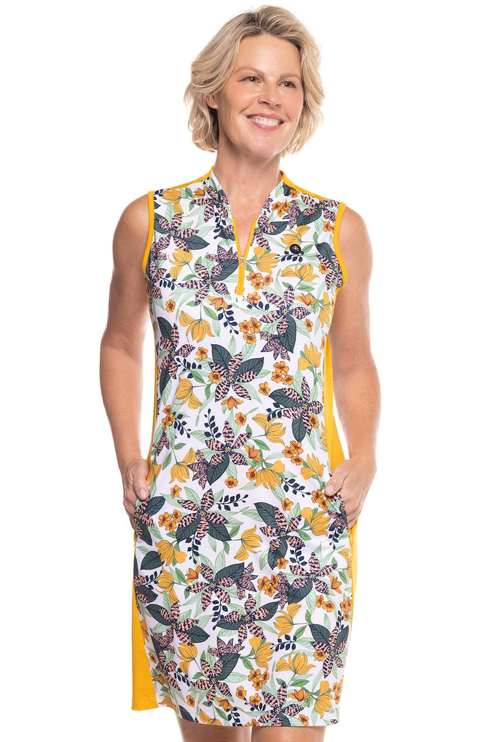 Women's Backspin Golf Sleeveless Dress | Apricot Crush Floral Paradise